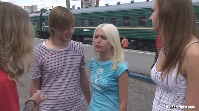 Horny teens having wild group sex outdoor
